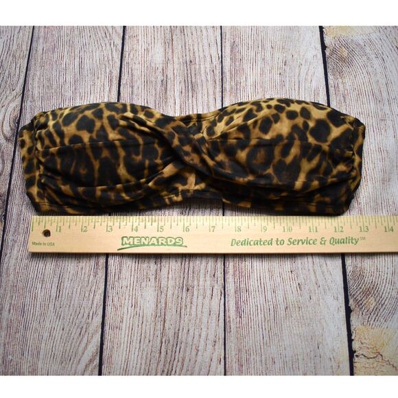 Ralph Lauren Bandeau Swim Top Leopard Brown Black Womens Swimwear Small - Picture 2 of 5